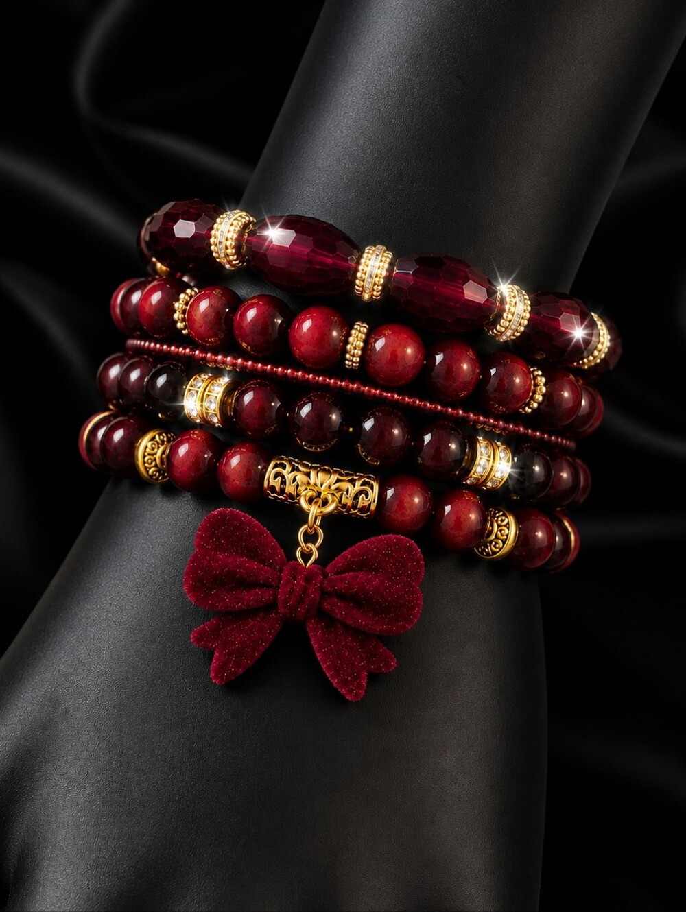 Scarlet Seduction Wrap Bracelet Set-Hand Crafted-New